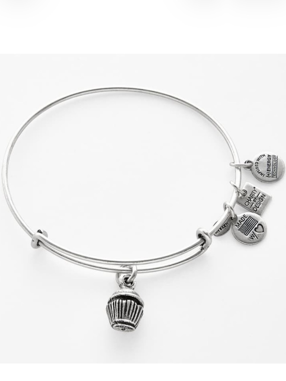 Alex and Ani Silver Cupcake Charm Bangle Bracelet